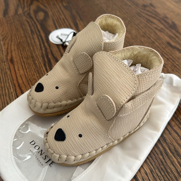 NEW Donsje leather fur lined Grizzly toddler booties. 24-30 months, US size 6-7. - Picture 2 of 5
